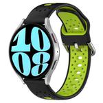 For Samsung Galaxy Watch 6 40mm 20mm Breathable Two-Color Silicone Watch Band(Black+Lime Green)