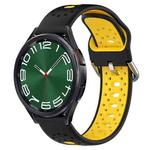 For Samsung Galaxy Watch 6 Classic 47mm 20mm Breathable Two-Color Silicone Watch Band(Black+Yellow)