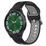 For Samsung Galaxy Watch 6 Classic 47mm 20mm Breathable Two-Color Silicone Watch Band(Black+Grey)