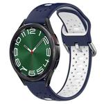 For Samsung Galaxy Watch 6 Classic 47mm 20mm Breathable Two-Color Silicone Watch Band(Midnight Blue+White)