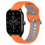 For Amazfit GTS 4 20mm Breathable Two-Color Silicone Watch Band(Orange+Grey)