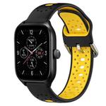 For Amazfit GTS 4 20mm Breathable Two-Color Silicone Watch Band(Black+Yellow)