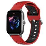 For Amazfit GTS 3 20mm Breathable Two-Color Silicone Watch Band(Red+Black)