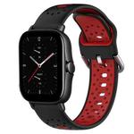 For Amazfit GTS 2E 20mm Breathable Two-Color Silicone Watch Band(Black+Red)
