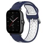 For Amazfit GTS 2E 20mm Breathable Two-Color Silicone Watch Band(Midnight Blue+White)