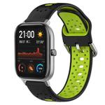 For Amazfit GTS 20mm Breathable Two-Color Silicone Watch Band(Black+Lime Green)