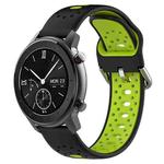 For Amazfit GTR 42mm 20mm Breathable Two-Color Silicone Watch Band(Black+Lime Green)