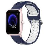 For Amazfit Pop Pro 20mm Breathable Two-Color Silicone Watch Band(Midnight Blue+White)