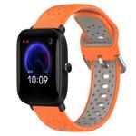 For Amazfit Pop 20mm Breathable Two-Color Silicone Watch Band(Orange+Grey)