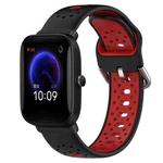 For Amazfit Pop 20mm Breathable Two-Color Silicone Watch Band(Black+Red)