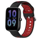 For Amazfit Bip3 20mm Breathable Two-Color Silicone Watch Band(Black+Red)