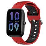 For Amazfit Bip3 20mm Breathable Two-Color Silicone Watch Band(Red+Black)