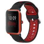 For Amazfit Bip 1S 20mm Breathable Two-Color Silicone Watch Band(Black+Red)