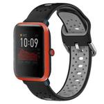 For Amazfit Bip 1S 20mm Breathable Two-Color Silicone Watch Band(Black+Grey)