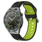 For Huawei Watch GT3 SE 22mm Breathable Two-Color Silicone Watch Band(Black+Lime Green)