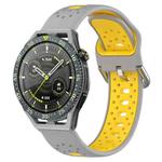 For Huawei Watch GT3 SE 22mm Breathable Two-Color Silicone Watch Band(Grey+Yellow)