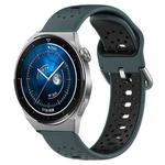 For Huawei Watch GT3 Pro 46mm 22mm Breathable Two-Color Silicone Watch Band(Olive Green+Black)