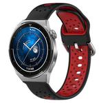 For Huawei Watch GT3 Pro 46mm 22mm Breathable Two-Color Silicone Watch Band(Black+Red)