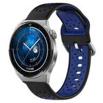 For Huawei Watch GT3 Pro 46mm 22mm Breathable Two-Color Silicone Watch Band(Black+Blue)