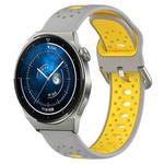 For Huawei Watch GT3 Pro 46mm 22mm Breathable Two-Color Silicone Watch Band(Grey+Yellow)