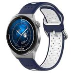 For Huawei Watch GT3 Pro 46mm 22mm Breathable Two-Color Silicone Watch Band(Midnight Blue+White)