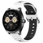 For Huawei Watch Buds 22mm Breathable Two-Color Silicone Watch Band(White+Black)