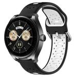 For Huawei Watch Buds 22mm Breathable Two-Color Silicone Watch Band(Black+White)