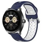 For Huawei Watch Buds 22mm Breathable Two-Color Silicone Watch Band(Midnight Blue+White)