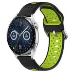 For Huawei Watch GT3 46mm 22mm Breathable Two-Color Silicone Watch Band(Black+Lime Green)