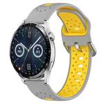 For Huawei Watch GT3 46mm 22mm Breathable Two-Color Silicone Watch Band(Grey+Yellow)