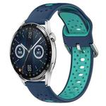 For Huawei Watch GT3 46mm 22mm Breathable Two-Color Silicone Watch Band(Blue+Teal)
