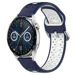 For Huawei Watch GT3 46mm 22mm Breathable Two-Color Silicone Watch Band(Midnight Blue+White)