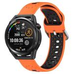 For Huawei Watch GT Runner 22mm Breathable Two-Color Silicone Watch Band(Orange+Black)