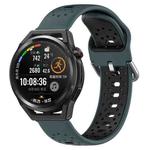 For Huawei Watch GT Runner 22mm Breathable Two-Color Silicone Watch Band(Olive Green+Black)