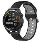 For Huawei Watch GT Runner 22mm Breathable Two-Color Silicone Watch Band(Black+Grey)