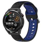 For Huawei Watch GT Runner 22mm Breathable Two-Color Silicone Watch Band(Black+Blue)