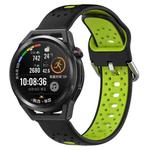 For Huawei Watch GT Runner 22mm Breathable Two-Color Silicone Watch Band(Black+Lime Green)