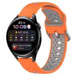 For Huawei Watch 3 22mm Breathable Two-Color Silicone Watch Band(Orange+Grey)