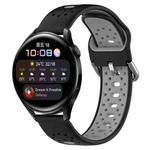 For Huawei Watch 3 22mm Breathable Two-Color Silicone Watch Band(Black+Grey)