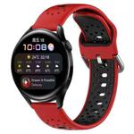 For Huawei Watch 3 22mm Breathable Two-Color Silicone Watch Band(Red+Black)