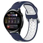 For Huawei Watch 3 22mm Breathable Two-Color Silicone Watch Band(Midnight Blue+White)