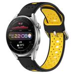 For Huawei Watch 3 Pro 22mm Breathable Two-Color Silicone Watch Band(Black+Yellow)