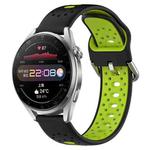 For Huawei Watch 3 Pro 22mm Breathable Two-Color Silicone Watch Band(Black+Lime Green)