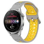 For Huawei Watch 3 Pro 22mm Breathable Two-Color Silicone Watch Band(Grey+Yellow)