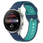 For Huawei Watch 3 Pro 22mm Breathable Two-Color Silicone Watch Band(Blue+Teal)