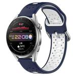 For Huawei Watch 3 Pro 22mm Breathable Two-Color Silicone Watch Band(Midnight Blue+White)