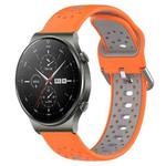 For Huawei GT2 Pro 22mm Breathable Two-Color Silicone Watch Band(Orange+Grey)