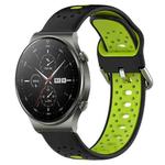 For Huawei GT2 Pro 22mm Breathable Two-Color Silicone Watch Band(Black+Lime Green)