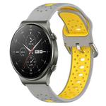 For Huawei GT2 Pro 22mm Breathable Two-Color Silicone Watch Band(Grey+Yellow)