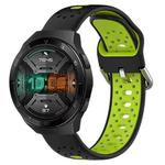 For Huawei Watch GT 2e 22mm Breathable Two-Color Silicone Watch Band(Black+Lime Green)